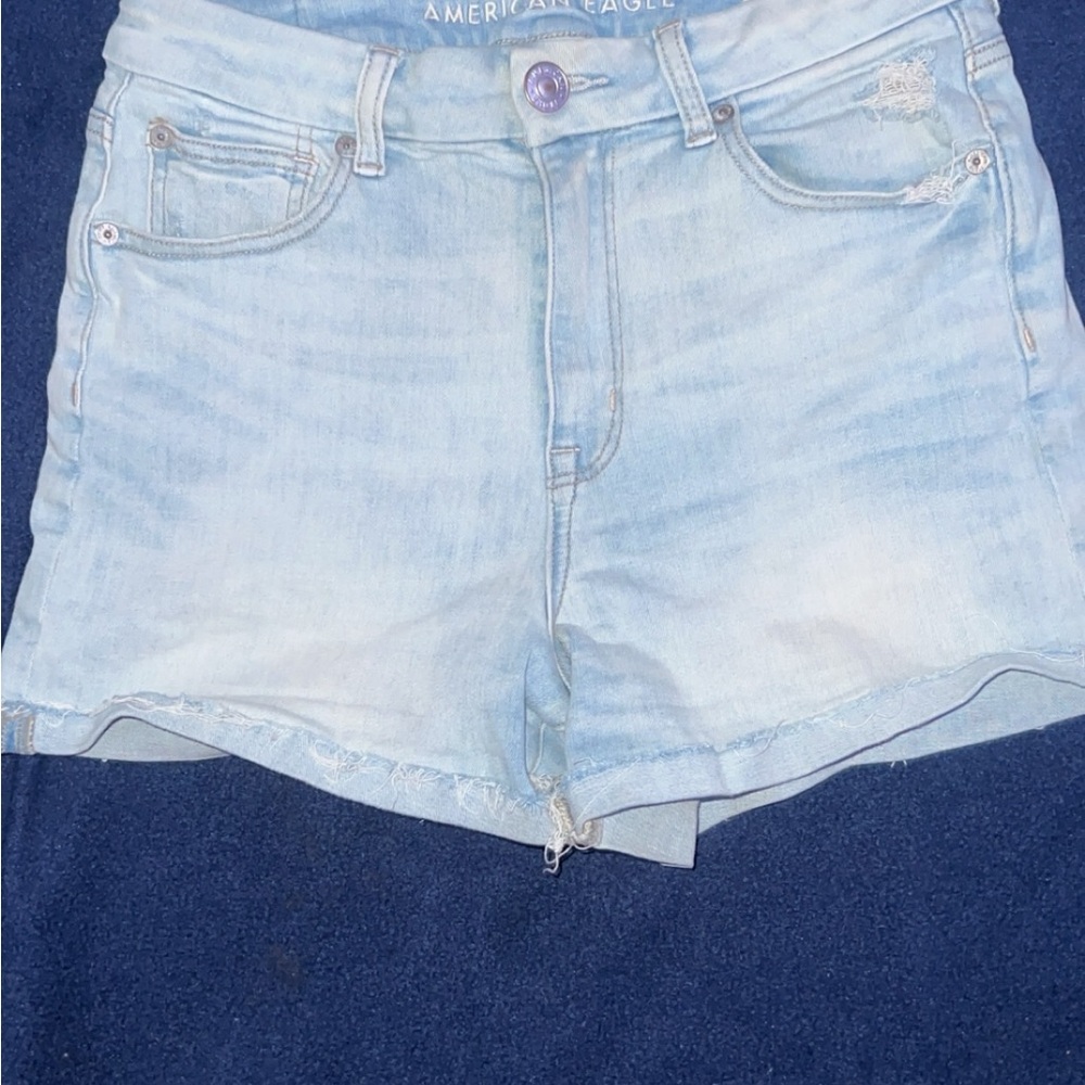 American Eagle Outfitters Blue Jean Shorts Distressed High-Waisted